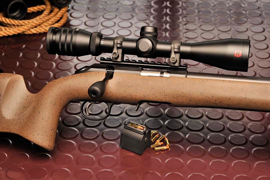 Ruger’s newest addition to its American rimfire line is this model they call the Long Range Target rifle. With a special stock, heavy barrel and special detailing, this is a must rifle for the serious varmint or target shooter.